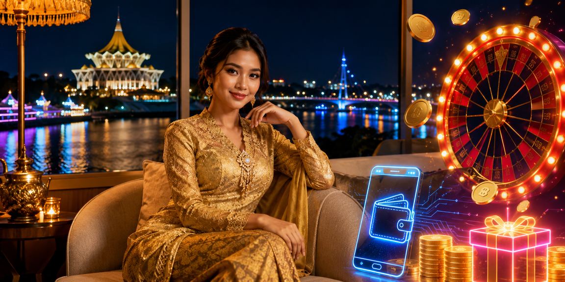 Pemain Malaysia bergaya kebaya menikmati permainan kad meja kasino di Kuching